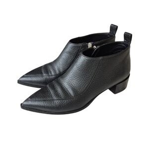 Everlane The Boss Black Leather Ankle Booties Pointy Toe Low Heel